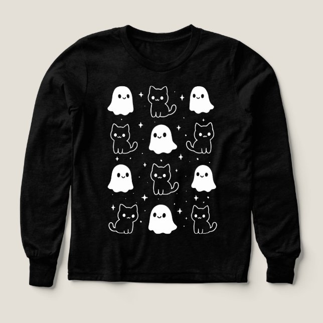 Cute Halloween Ghosts Kawaii Kitten (Design Front)