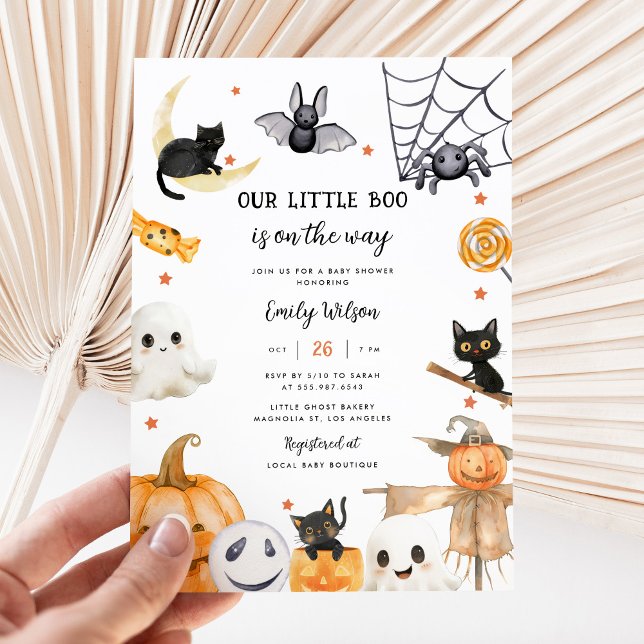 Cute Halloween Ghosts Little Boo Baby Shower Invitation (Creator Uploaded)