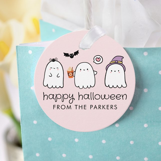 Cute Halloween Ghosts Pink Favour Tags (Creator Uploaded)