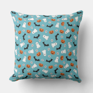 Cute Halloween Ghosts, Pumpkins, Skulls, Bats Cushion