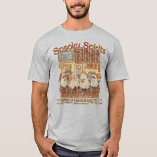 Cute Halloween Ghosts Raccoons Pumpkin Spice Cafe  T-Shirt