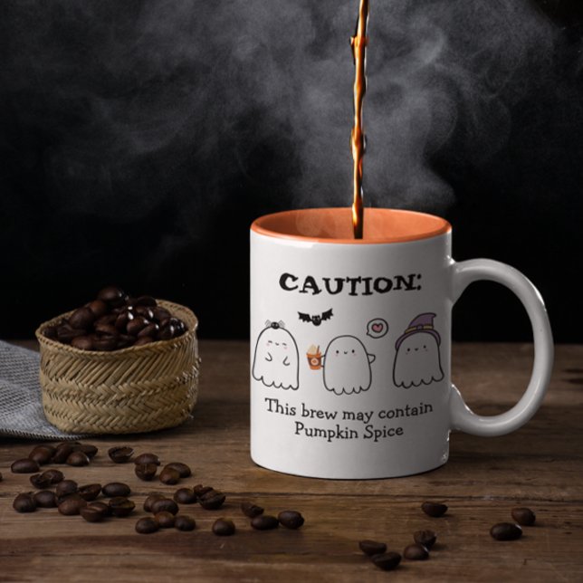 Cute Halloween Ghosts Spider Pumpkin Spice Custom Two-Tone Coffee Mug (Creator Uploaded)