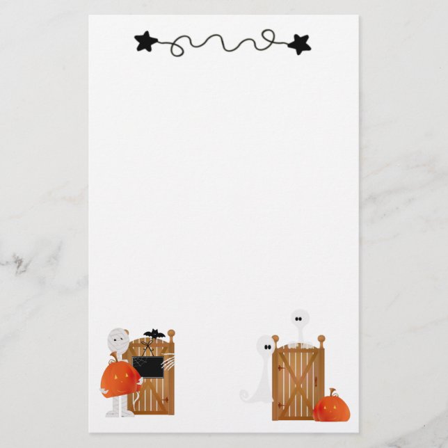 Cute Halloween Ghosts Stationery (Front)