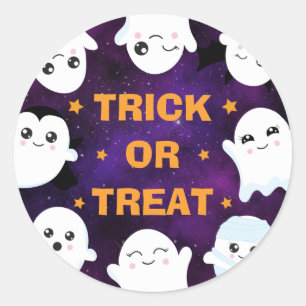 Cute Halloween Ghosts Trick or Treat Classic Round Sticker