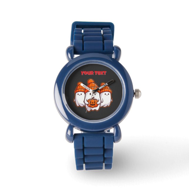Cute Halloween Ghosts with Pumpkin and Orange Bean Watch (Front)