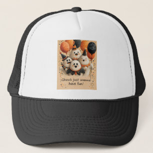 Cute Halloween Ghosts with Text Trucker Hat