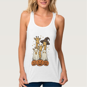 Cute Halloween Giraffe Ghost Pumpkin Shirt Design_