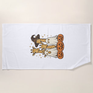 Cute Halloween Giraffe Ghost Pumpkin Shirt Design_ Beach Towel