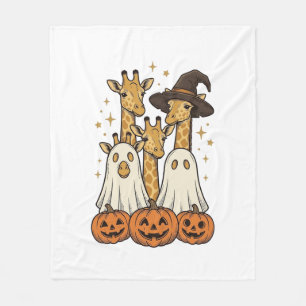 Cute Halloween Giraffe Ghost Pumpkin Shirt Design_ Fleece Blanket