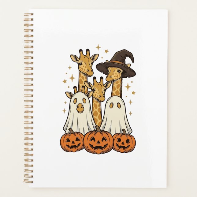 Cute Halloween Giraffe Ghost Pumpkin Shirt Design_ Planner (Front)
