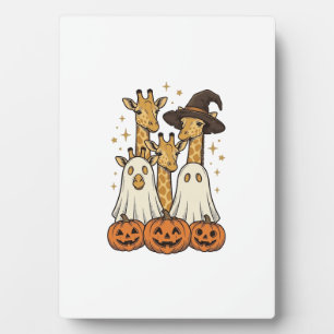 Cute Halloween Giraffe Ghost Pumpkin Shirt Design_ Plaque