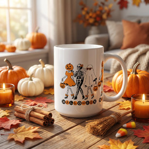Cute Halloween Girls Skeleton Ghost Pumpkin Coffee Mug