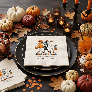 Cute Halloween Girls Skeleton Ghost Pumpkin Napkin