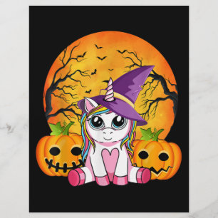 Cute Halloween Girls Witchy Unicorn Halloween Flyer