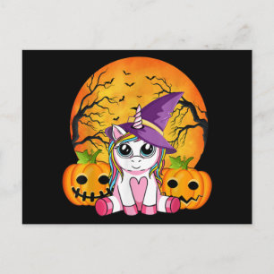 Cute Halloween Girls Witchy Unicorn Halloween Holiday Postcard