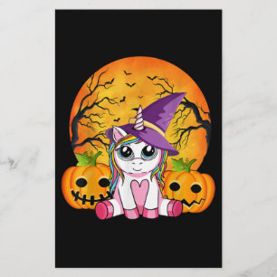 Cute Halloween Girls Witchy Unicorn Halloween Stationery