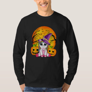 Cute Halloween  Girls Women Witchy Unicorn Hallowe T-Shirt