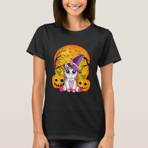 Cute Halloween Girls Women Witchy Unicorn Hallowe T-Shirt