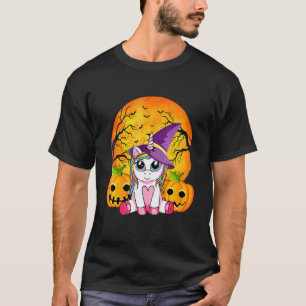 Cute Halloween  Girls Women Witchy Unicorn Hallowe T-Shirt