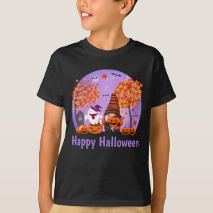 Cute Halloween Gnome And Ghost With Text Boy's T-Shirt