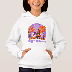 Cute Halloween Gnome And Ghost With Text Hoodie