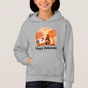 Cute Halloween Gnome And Ghost With Text Hoodie