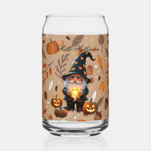 Cute Halloween Gnome Fall Aesthetic Iced Coffee Can Glass