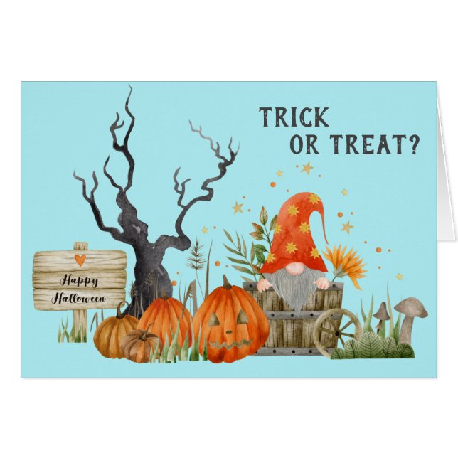 Cute Halloween Gnome Trick or Treat (Front Horizontal)