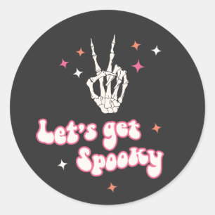 Cute Halloween Groovy Skeleton Classic Round Sticker