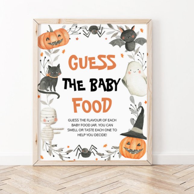 Cute Halloween Guess The Baby Food Baby Shower Poster (Creator Uploaded)
