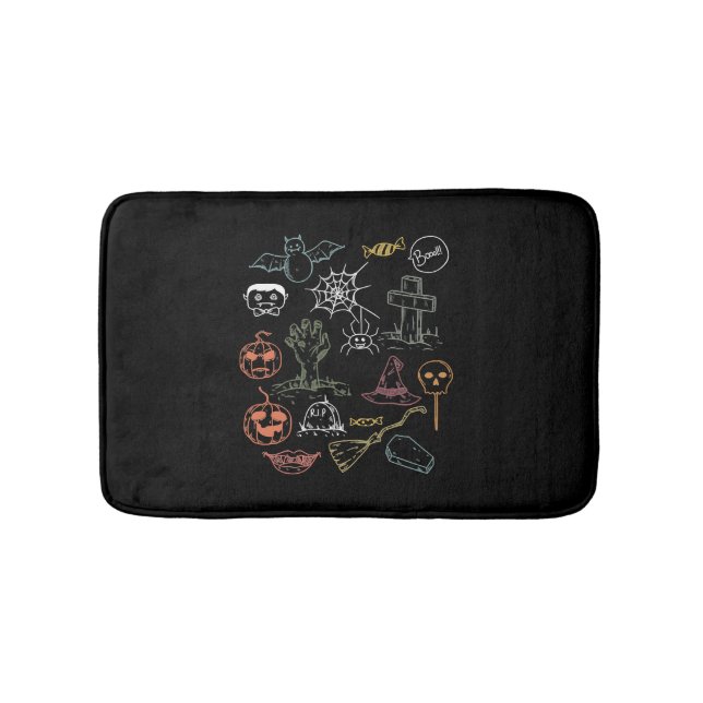 Cute Halloween Halloween Boo Pumpkin Bath Mat (Front)