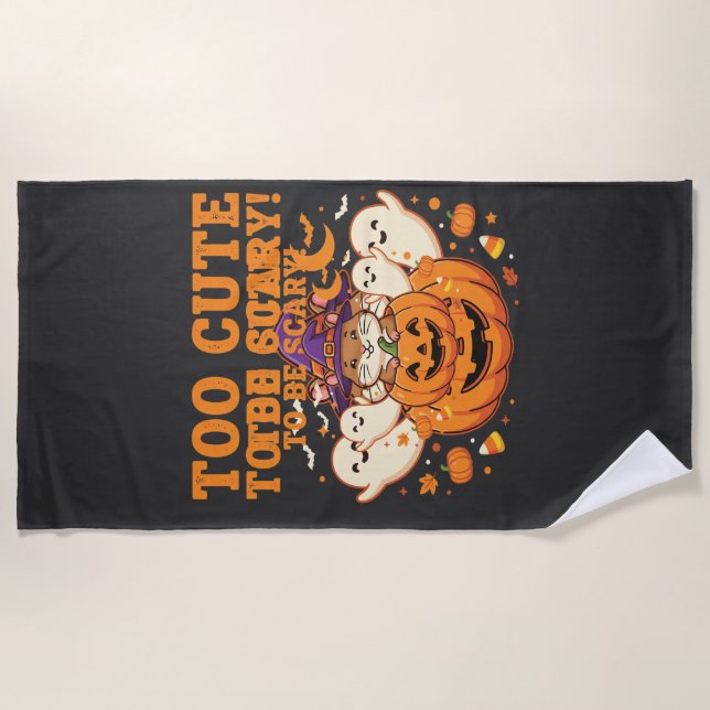 Cute Halloween Hamster Pumpkin Ghost Design_1 Beach Towel (Front)