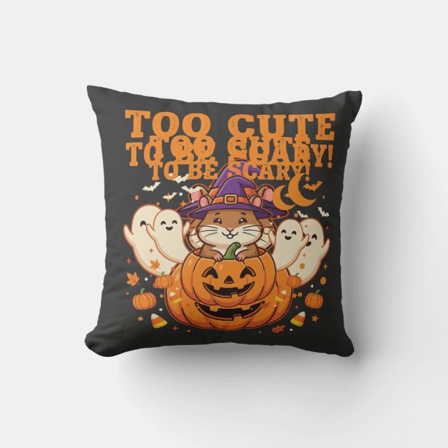 Cute Halloween Hamster Pumpkin Ghost Design_1 Cushion (Front)