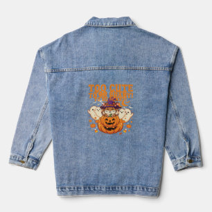 Cute Halloween Hamster Pumpkin Ghost Design_1 Denim Jacket