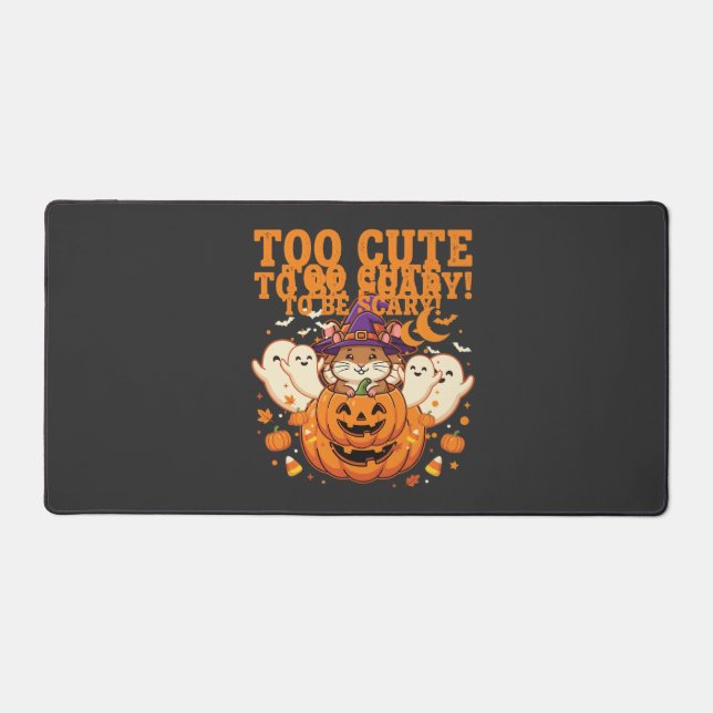 Cute Halloween Hamster Pumpkin Ghost Design_1 Desk Mat (Front)