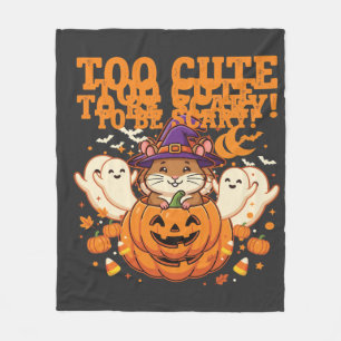 Cute Halloween Hamster Pumpkin Ghost Design_1 Fleece Blanket