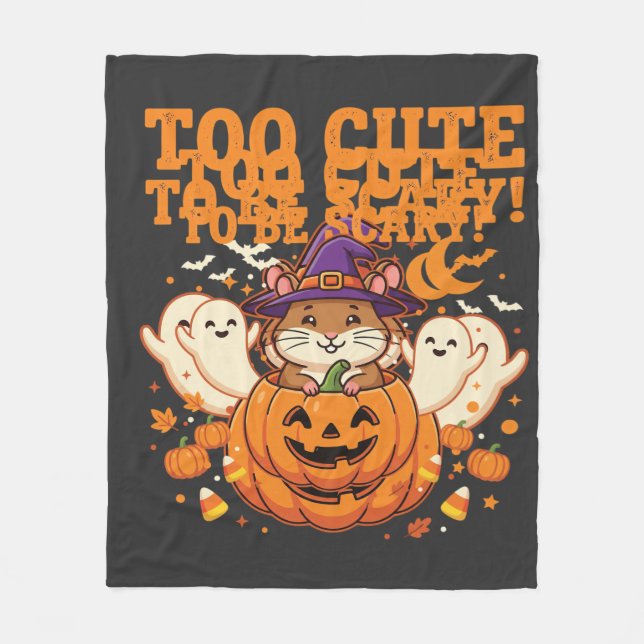Cute Halloween Hamster Pumpkin Ghost Design_1 Fleece Blanket (Front)