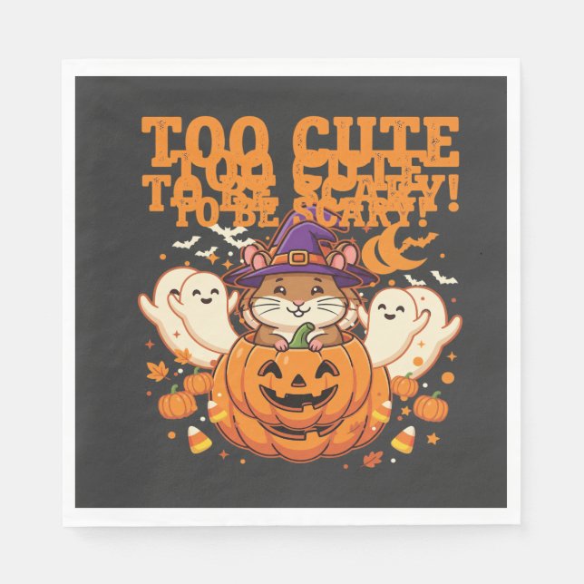 Cute Halloween Hamster Pumpkin Ghost Design_1 Napkin (Front)