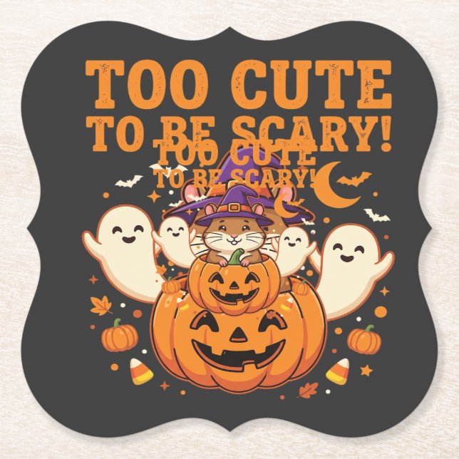Cute Halloween Hamster Pumpkin Ghost Design_1 Paper Coaster (Front)