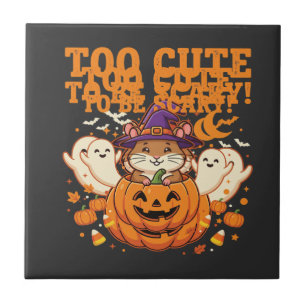 Cute Halloween Hamster Pumpkin Ghost Design_1 Tile