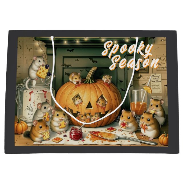 Cute Halloween Hamster Snack Party Large Gift Bag (Front)
