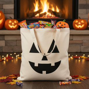 Cute Halloween Happy Jack-O-Lantern Face Tote Bag