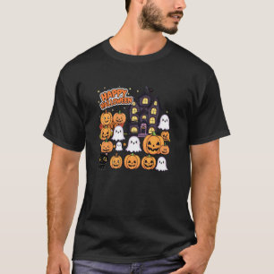 Cute Halloween Haunted House Ghosts, Pumpkins, Bla T-Shirt