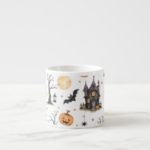 Cute Halloween Haunted House Pattern with Ghosts Espresso Cup