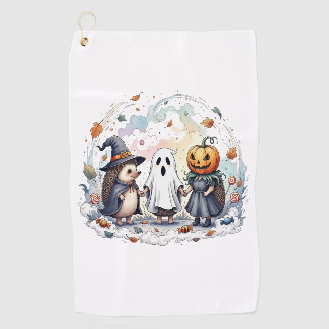 Cute Halloween Hedgehogs Costume Golf Towel (Front)