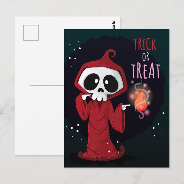 Cute Halloween Hooded Skeleton Postcard (Front/Back)
