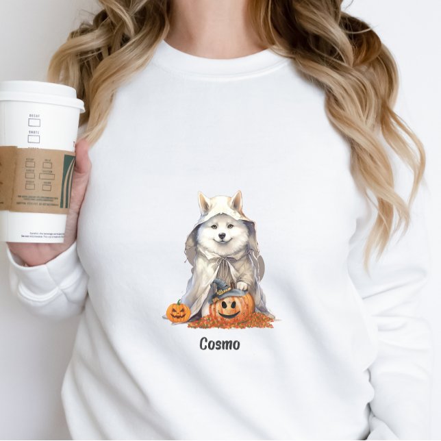 Cute Halloween Husky Dog Ghost  Personalised  Sweatshirt (Creator Uploaded)
