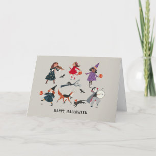 Cute halloween illustration kids holiday postcard