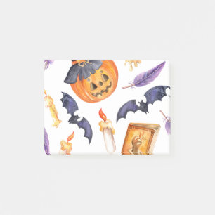 Cute Halloween illustration with pumpkin and bats Post-it Notes