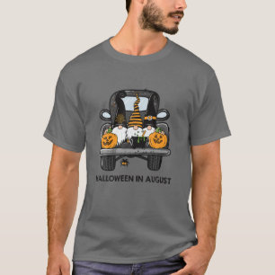 Cute Halloween In August Gnomes Autumn Pumpkin Fal T-Shirt